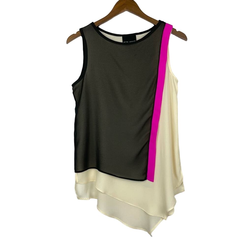 Atina Cristina Colorblock Chiffon Sleeveless Asymmetrical Layered Corpcore Top